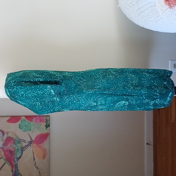 Vintage Sequin dress round neck short sleeve mini silk teal green size 6-8 - Picture 4 of 13
